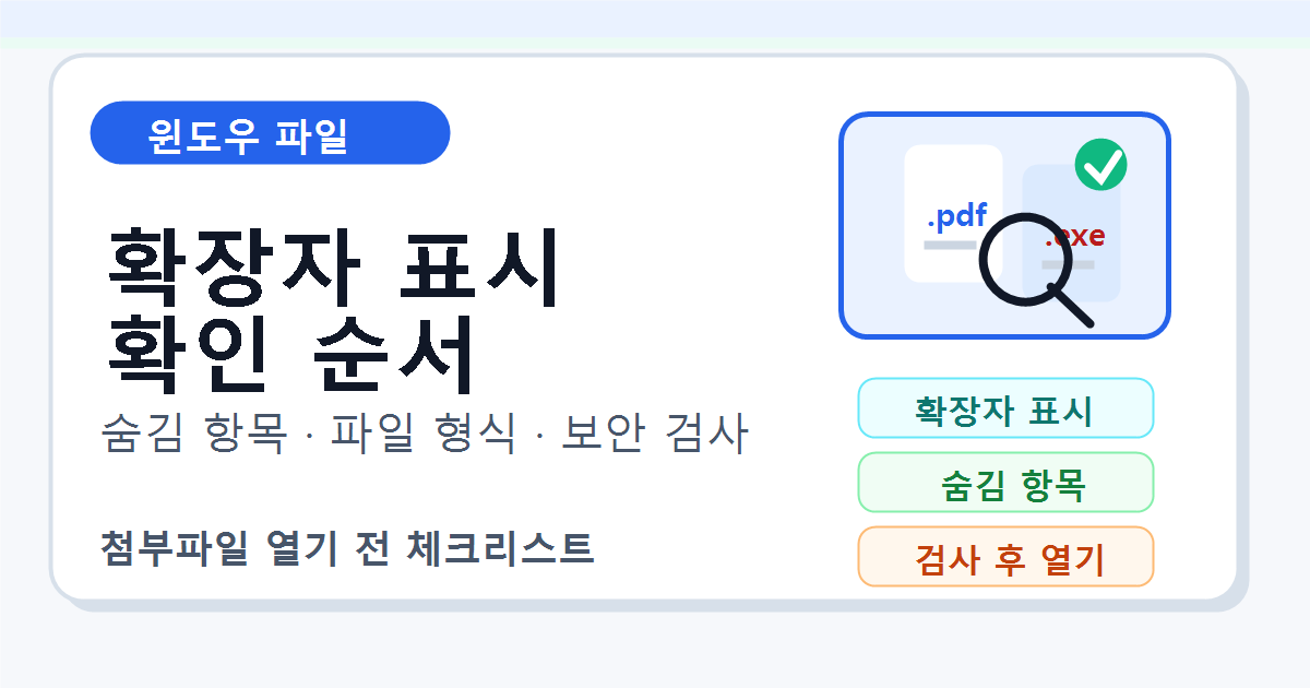 윈도우 파일 확장자 표시와 숨김 항목 확인 순서