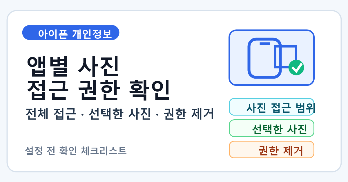 아이폰 앱별 사진 접근 권한 확인 순서