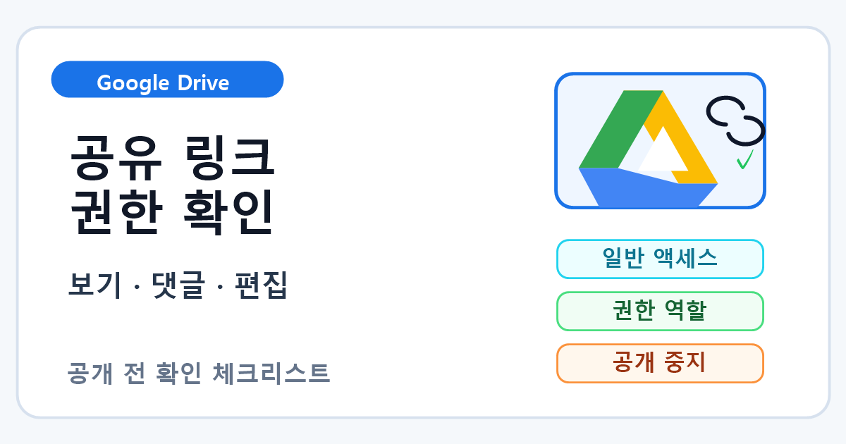 Google Drive 공유 링크 공개 범위와 권한 확인 순서 7단계