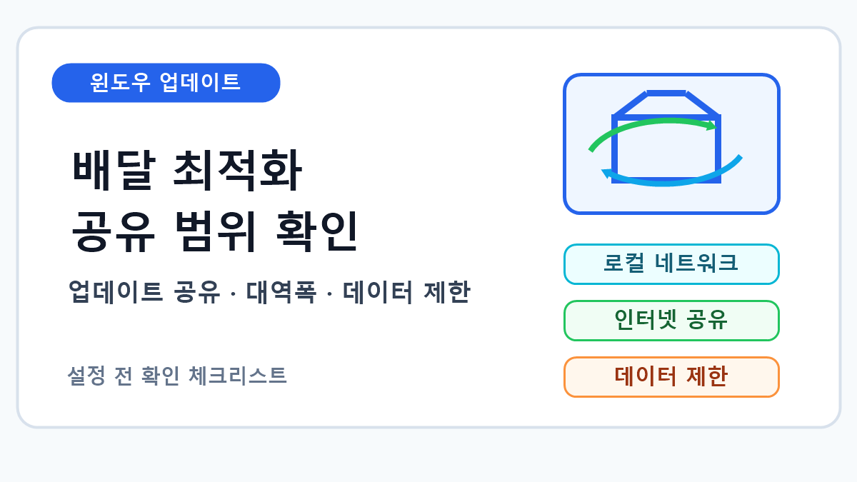 윈도우 업데이트 배달 최적화 공유 범위 확인 순서 7단계
