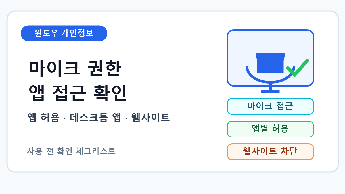 윈도우 마이크 권한과 앱 접근 기록 확인 순서 7단계